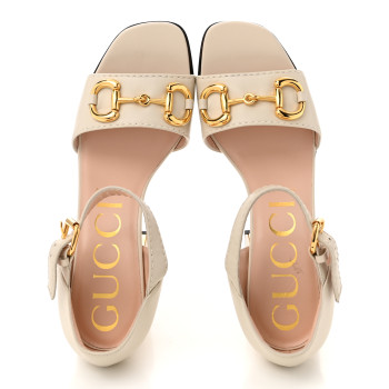 GUCCI Nappa Horsebit Cross Strap 95mm Sandals 40 Mystic White