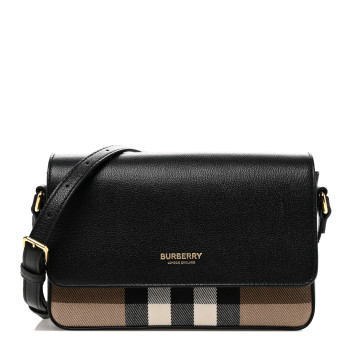 BURBERRY Grained Calfskin House Check Tartan Mix New Hampshire Black