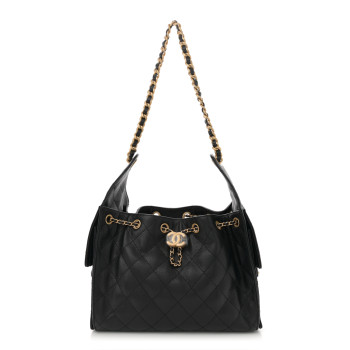 CHANEL Caviar Quilted Small Chanel 25 Handbag Black