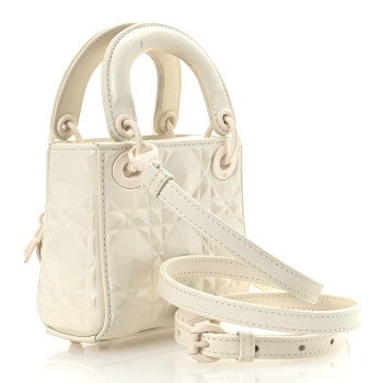 CHRISTIAN DIOR Calfskin Cannage Diamond Micro Lady Dior Latte