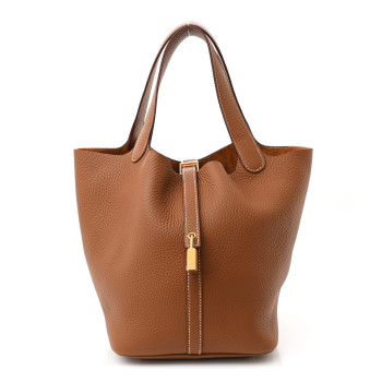 HERMES Taurillon Clemence Picotin Lock 22 MM Gold