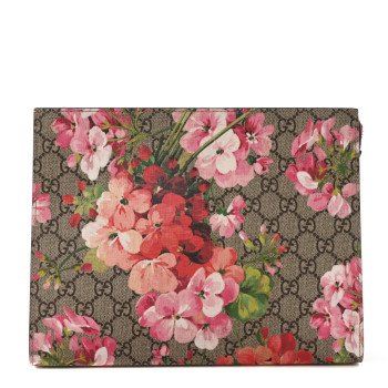 GUCCI GG Supreme Monogram Blooms Large Cosmetic Case Beige Multicolor Dry Rose