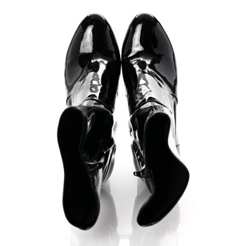 LOUIS VUITTON Patent Uniformes Silhouette Ankle Boots 39.5 Black