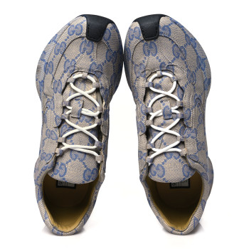 GUCCI Ultralight Plume Calfskin Monogram Printed Mens Gucci Run Sneakers 10.5 Beige Blue