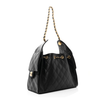 CHANEL Caviar Quilted Small Chanel 25 Handbag Black