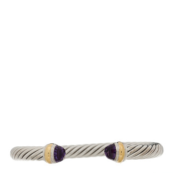 DAVID YURMAN Sterling Silver 14K Yellow Gold Amethyst 7mm Cable Classics Bracelet