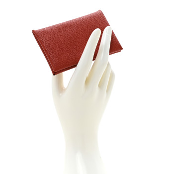 HERMES Chevre Mysore Calvi Card Case Brique