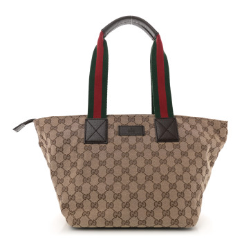 GUCCI GG Monogram Medium Web Handle Bucket Dark Brown