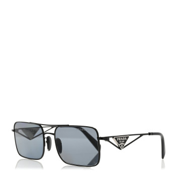 PRADA Metal Symbole Triangle Logo Aviator Sunglasses SPR A52 Black
