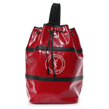SAINT LAURENT PVC Calfskin Rive Gauche Sling Bag Wax Red