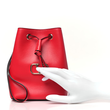 VALENTINO GARAVANI Nappa Mini Vlogo Bucket Bag Rouge Pur