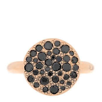 POMELLATO 18K Rose Gold Black Diamond Round Sabbia Ring 51 5.75