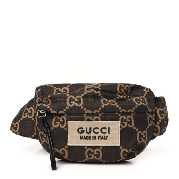 GUCCI Recycled Polyester Monogram Jumbo GG Belt Bag Ebony Beige