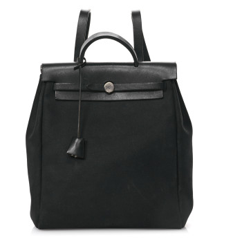 HERMES Toile Vache Calfskin Herbag 30 PM Backpack Black