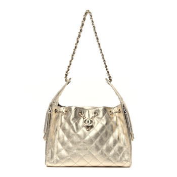 CHANEL Metallic Caviar Quilted Small Chanel 25 Handbag Gold