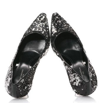 LOUIS VUITTON Sequin Sparkle Pumps 38 Argent