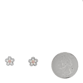 TIFFANY Platinum 18K Rose Gold Pink Diamond Enchant Flower Earrings