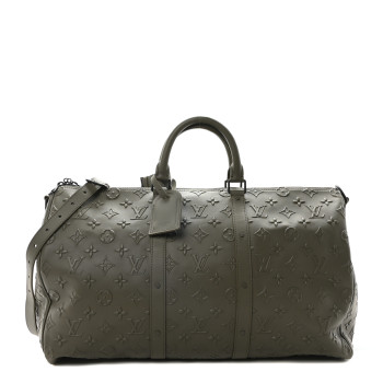 LOUIS VUITTON Monogram Seal Keepall Bandouliere 50 Khaki