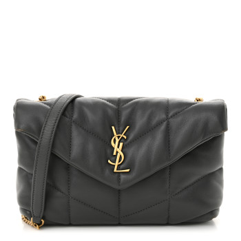 SAINT LAURENT Lambskin Quilted Toy Loulou Puffer Monogram Chain Satchel Storm