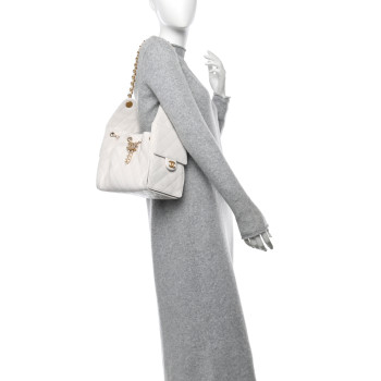 CHANEL Caviar Quilted Small Chanel 25 Handbag White
