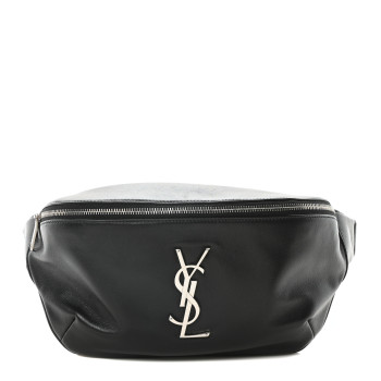 SAINT LAURENT Lambskin Monogram Belt Bag Black