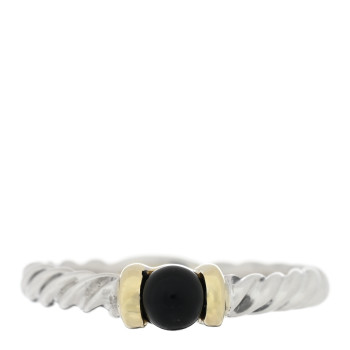 DAVID YURMAN Sterling Silver 14K Yellow Gold Black Onyx Cable Ring 52 6