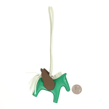 HERMES Milo Lambskin Grigri Rodeo Pegase Horse Bag Charm PM Menthe Vert Fizz Etoupe