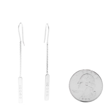 GUCCI 18K White Gold Bar Drop Earrings