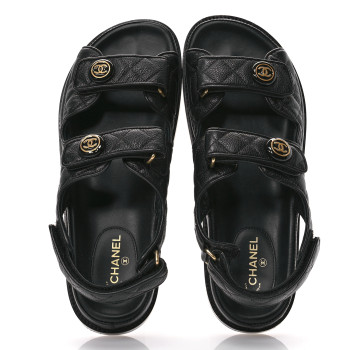 CHANEL Grained Calfskin Velcro Dad Sandals 40 Black CHANEL Grained Calfskin Velcro Dad Sandals 40 Black