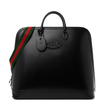 GUCCI Boarded Plutone Calfskin Large Horsebit 1955 Duffle Bag Black