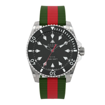 GUCCI Stainless Steel Rubber 40mm Dive Automatic Watch Black