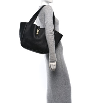 SAINT LAURENT Grained Deerskin Bea Tote Black
