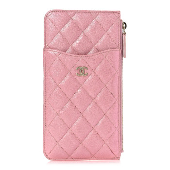 CHANEL Iridescent Caviar Quilted Classic iPhone Pouch  Rose Pink