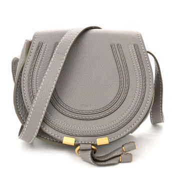 CHLOE Grained Calfskin Small Marcie Saddle Bag Cashmere Grey