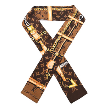 LOUIS VUITTON Silk Monogram Confidential Bandeau Brown