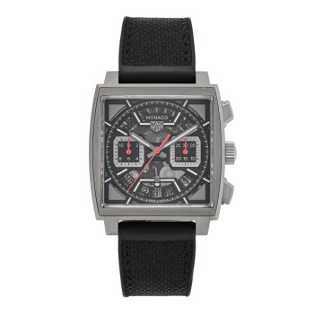 TAG HEUER Titanium Rubber 39mm Monaco Automatic Watch Black CBL2183