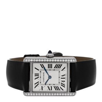 CARTIER Stainless Steel Satin Diamond 25mm Must de Cartier Tank Quartz Watch