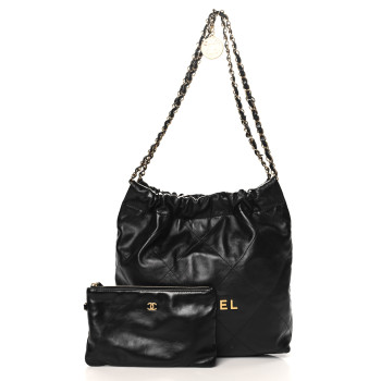 CHANEL Shiny Calfskin Quilted Small Chanel 22 Black