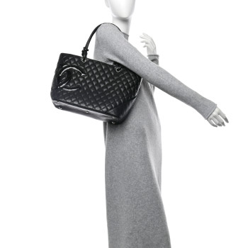 CHANEL Calfskin Quilted Large Cambon Tote Black