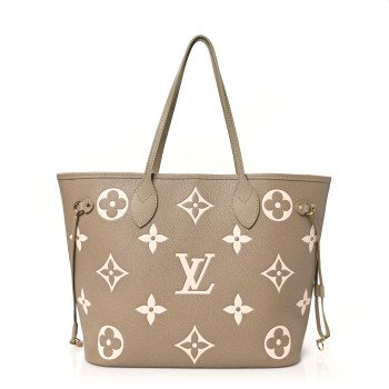 LOUIS VUITTON Empreinte Monogram Giant Neverfull MM Khaki Cream