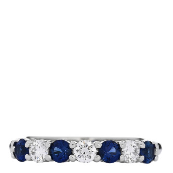TIFFANY Platinum Diamond Blue Sapphire Embrace Half Circle Ring 49 5
