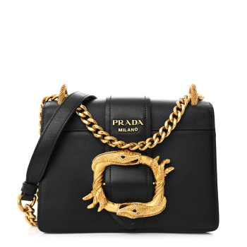 PRADA City Calf Saffiano Animalier Cahier Bag Black