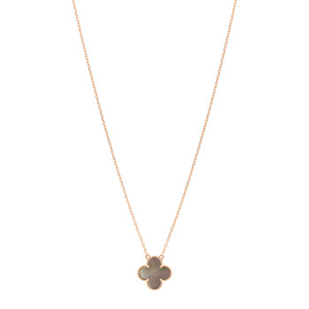 VAN CLEEF & ARPELS 18K Rose Gold Gray Mother of Pearl Vintage Alhambra Pendant Necklace