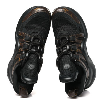 LOUIS VUITTON Calfskin Patent Monogram LV Archlight Sneakers 37.5 Black