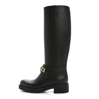 GUCCI Calfskin Over The Knee Boots 37 Black