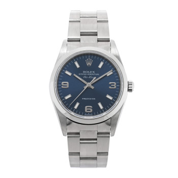 ROLEX Stainless Steel 34mm Oyster Perpetual Air-King Watch Blue 14000M