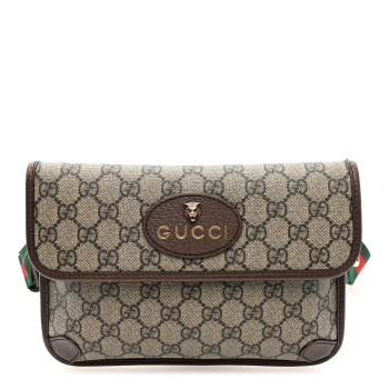 GUCCI GG Supreme Monogram Neo Vintage Web Belt Bag Brown