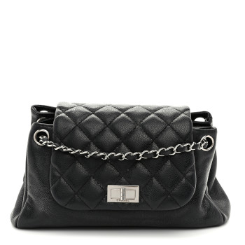 CHANEL Caviar Quilted Accordion Mademoiselle Flap Black