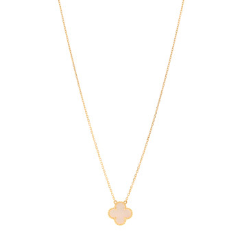 VAN CLEEF & ARPELS 18K Yellow Gold Mother of Pearl Vintage Alhambra Pendant Necklace