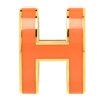 HERMES Lacquered Gold Pop H Pendant Orange